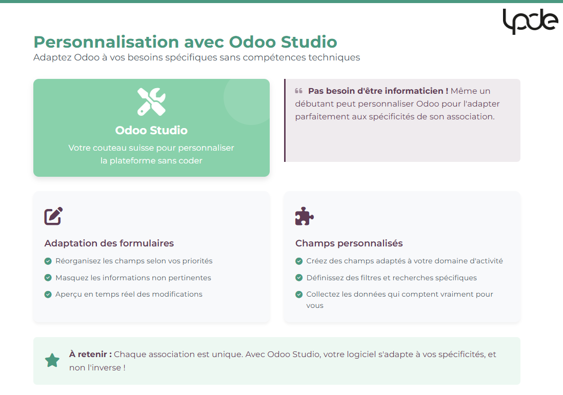 Personnalisation avec Odoo Studio