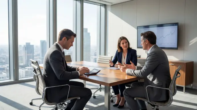 Réunion de travail autour de la valorisation d'une entreprise